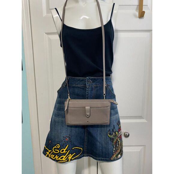 Kate Spade Jackson Crossbody Bag Slate Gray Pebbled Leather Wallet Clutch - Picture 11 of 12